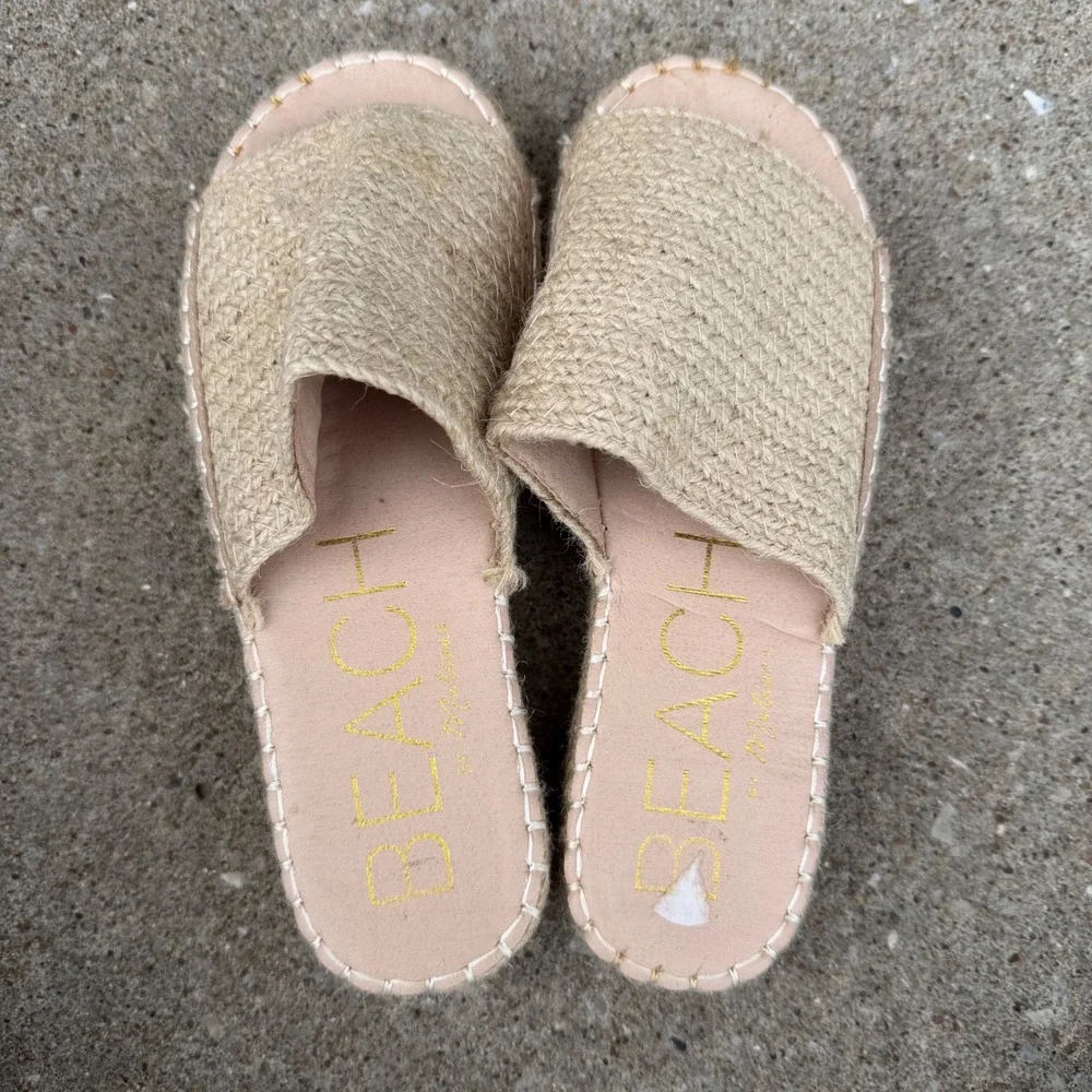 Beach by Matisse DelMar Natural Jute Espadrille Platform Slide Sandals Sz 8